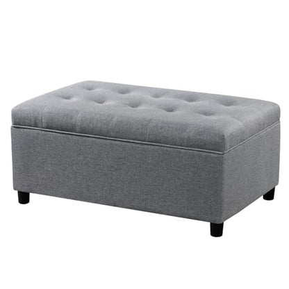 Joveco Rectangular Lift Top Storage Ottoman Bench,Linen Storage Bench for Living Room Entryway Bedroom,Linen Gray - color: Linen Gray