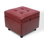 H&B Luxuries Tufted Leather Square Flip Top Storage Ottoman Cube Foot Rest (Red with Storage) - color: Red With Storage
