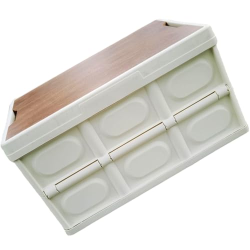 GARVALON Outdoor Folding Storage Box with Lid Medium White – Vehicle Organizer and Clothes Storage Container for Camping and Home Organization