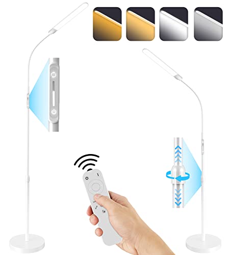 NXONE Led Floor Lamp,Modern Reading Adjustable Standing Height 4 Colors and Stepless Brightness Work Lamp for Living Room Bedroom Reading, White - color: White