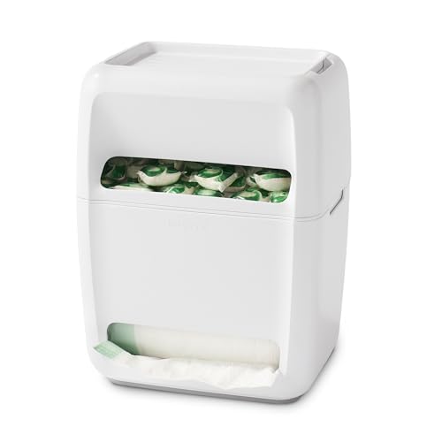 YouCopia SinkSuite Bag & Pod Dispenser, Standing Garbage Bag and Dishwasher Pod Organizer with Removable Lids for Storage, Speckled White - style: Bag & Pod Dispenser