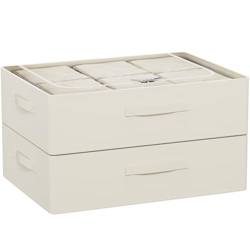 CYhom Under Bed Storage Bins Frame Storage Box Oxford Fabric Sturdy Underbed Container Foldable Stackable Large Capacity Clothes Organizer (Beige, 23.6" x 19.7" x 6.3") - color: Beige, size: 23.6" x 19.7" x 6.3"