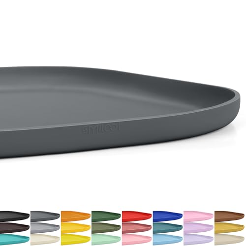 SMILOOL Small Silicone Pet Food Mat with Raised Edge for Food and Water Bowl, Square Dog Feeding Mats, Cat Food Trays for Floor Waterproof, Rubber Tray for Dogs and Cats, 12 x 12 x 0.7 Dark Gray - color: Dark Grey, size: 12"L x 12"W