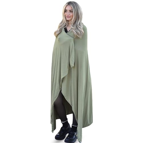 K E L O R Luxury Cooling Travel Blanket - Stretchy, Lightweight Soft & Breathable Shawl Wraps for Women - color: Meadow Green, size: Double-Sided