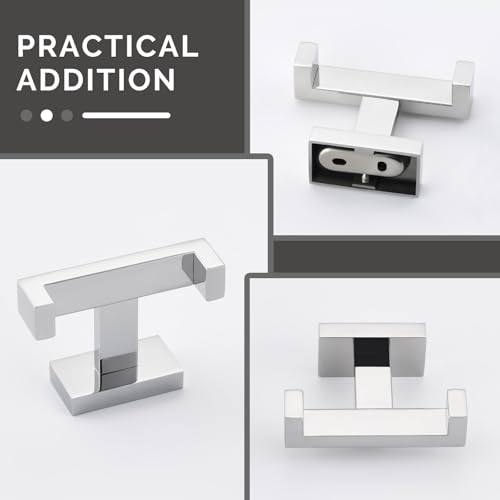 Angle Simple Double Towel Hooks, SUS 304 Stainless Steel Robe Coat Wall Hooks for Bathroom, Polished Chrome, 2 Pack - color: Polished Chrome, size: 2 Pack