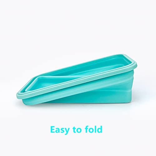 CARTINTS Large Collapsible Camping Food Containers, 1200ml Silicone Lunch Container, Microwave Safe Reusable Meal Prep Container For Indoor&Outdoor Kitchen With Foldable Spoon, Blue