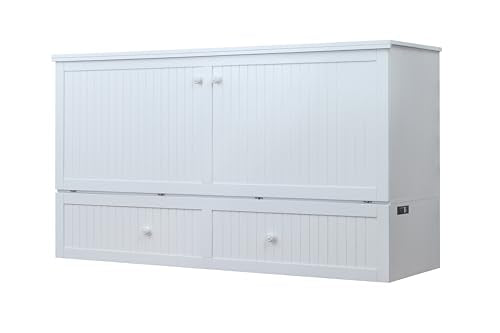 Mega Solutions Murphybedz Tuscany Murphy Cabinet Chest Bed with Charging Station 6 Inch (White, King) - color: White, size: King (U.S. Standard)