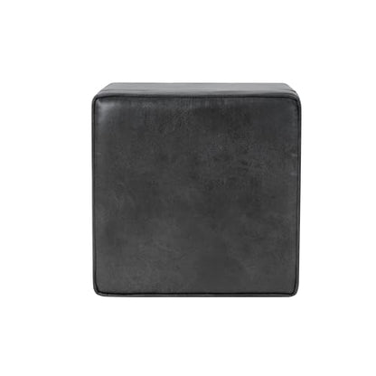 HomePop Square Ottoman with Lift Off Top - Gray Faux Leather Small - color: Grey