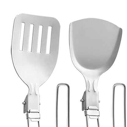 Esquirla 6Pcs Camp Cooking Utensil Set,Outdoor Kitchen Gear, Foldable Cooking Organizer Metal Camping Kitchen Utensil Set, Cookware Kit for Camp RV, BBQ