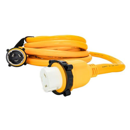 Camco PowerGrip 25-Foot Marine/Boat Extension Cord with 50M/50F Locking Adapters | Allows for Easy Boat Connection to Distant Power Outlets (55621) - size: 25', style: 50M Locking /50F Locking