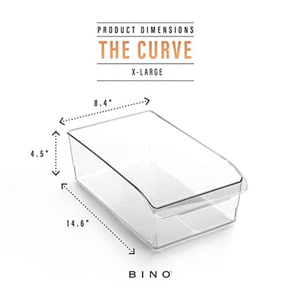 BINO | Plastic Storage Bins, X-Large | THE CURVE COLLECTION | Multi-Use Organizer Bins | Built-In Handle | BPA-Free | Pantry Organization | Home Organization | Fridge and Freezer Organizer - size: X-Large