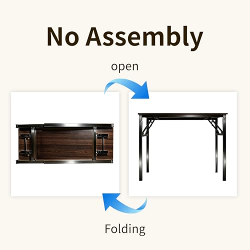 Folding Desk, 39 Inch Foldable Computer Table No Assembly Required,Black Walnut Small Desk for Home Office,Space-Saving Table for Bedroom, Dorm, RV - color: Black