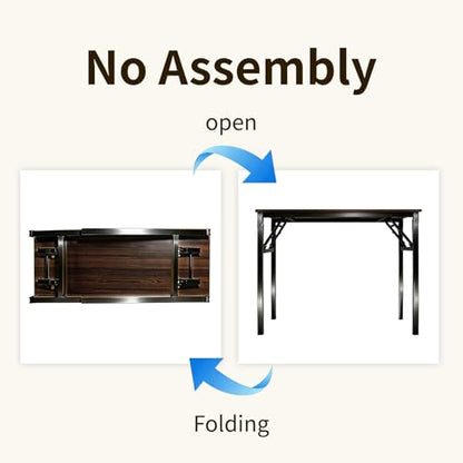 Folding Desk, 39 Inch Foldable Computer Table No Assembly Required,Black Walnut Small Desk for Home Office,Space-Saving Table for Bedroom, Dorm, RV - color: Black