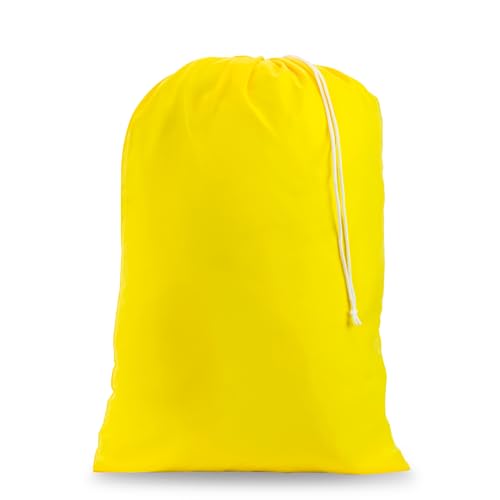Nylon Laundry Bag - Locking Drawstring Closure and Machine Washable. These Bags will Fit a Laundry Basket or Hamper and Strong Enough to Carry up to Three Loads of Clothes. (Yellow) - color: Yellow, size: 22" x 32"