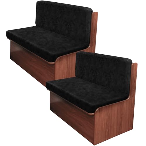 ANARACHON Leather Look RV Camper Dinette Cushion Covers, Washable RV Couch Cushion Covers Dinette Booth Seats Stretchable Camper Seat Covers (03 Black, 2 Sets) - color: 03 Black, size: 2 Sets