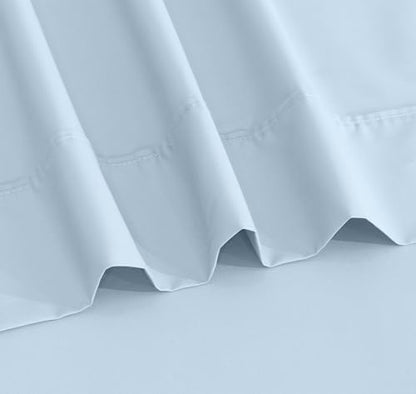 RUVANTI 100% Cotton Percale Sheets, Full Size, Baby Blue | Crisp Cooling, Deep Pocket 16", Soft Breathable & Durable, Hotel-Style, 4 Piece Set - color: Baby Blue, size: Full