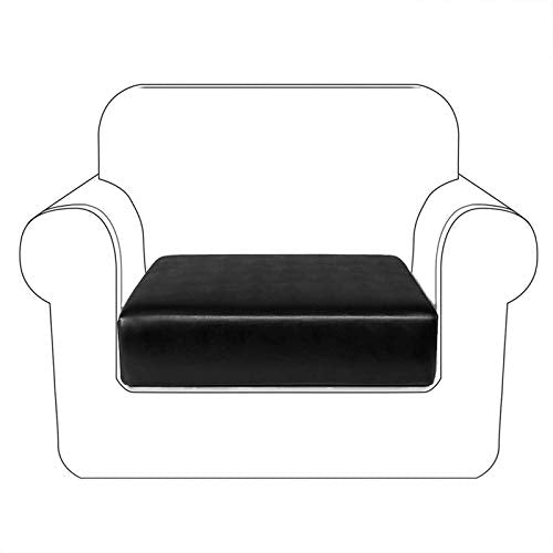 Waterproof PU Sofa Cushion Covers, Leather RV Chair Seat Slipcover with Elastic Bottom Furniture Protector for Settee Seater Replacement, Washable Sofa Seat Slipcover (Small, Black) - color: Black, size: Chair Cushion