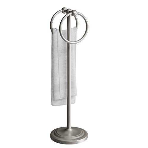 BGL Fingertip Towel Holder Stand Hand Towel Ring for Bathroom or Kitchen Vanity Countertops to Store Hand Towels Washcloths or dishcloths - 2 Hanging Rings?19" High-Brushed Nickel - color: Brushed Nickel