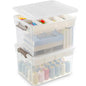 Citylife 32 QT Plastic Storage Bins with Removable Tray Large Stackable Storage Containers for Organizing Craft Storage and Storage Craft, Clothes, Files, Office Supplies, 2 Packs - size: 32 Qt- 2 Pack
