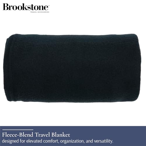 Brookstone Travel Blanket - 2-in-1 Super Soft Lightweight Throw Blanket with Carrying Pouch, Airplane & Car Travel Essentials, Black - color: Black