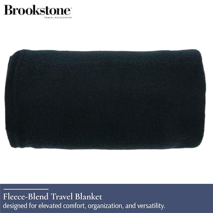 Brookstone Travel Blanket - 2-in-1 Super Soft Lightweight Throw Blanket with Carrying Pouch, Airplane & Car Travel Essentials, Black - color: Black