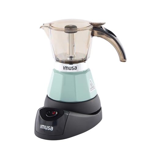 IMUSA 3 or 2 Cup Electric Mint Espresso Maker, Compact Moka Coffee Machine with Keep Warm Function, Detachable Base, Cuban & Italian Coffee Brewer, Mint & Black - color: Mint, size: 3 Cup