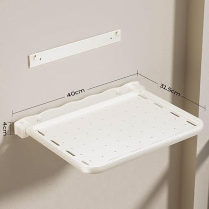 Folding Bathroom Wall Shelf, 6-Shelf Modern Aluminum Foldable Shelf, 15.7"L x 12.4"W x 4"H, Wall Mounted, For Bathroom, Kitchen, RV, Camper, Balcony