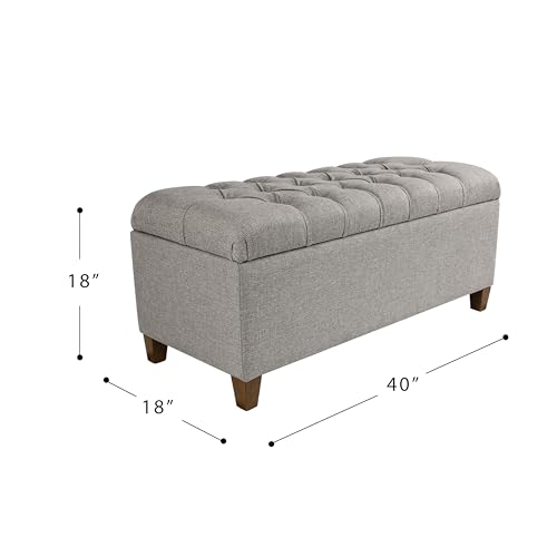 HomePop Ainsley 40" Storage Ottoman Bench - Gray Fabric - color: Gray Fabric