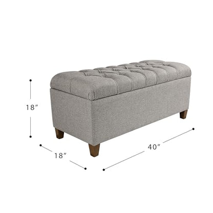 HomePop Ainsley 40" Storage Ottoman Bench - Gray Fabric - color: Gray Fabric