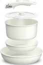 Sunhouse 5-Piece Ceramic Pots and Pans Set Non Stick, Nonstick Kitchen Cookware Sets, Non Toxic Pots and Pans Set Non Stick, PFAS PFOA & PTFE Free, Detachable Handle Pots and Pans, Camping RV Cookware