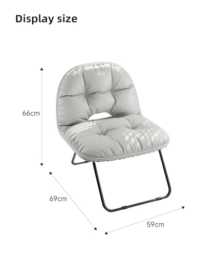 UNM Super Soft Leather Outdoor Folding Chair, Portable Camping Chair with Heavy Duty Support, Lightweight Foldable Chair for Travel, Picnic, Hiking, Fishing & Patio Use White