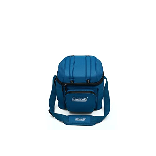 Coleman Chiller Insulated Soft Cooler, Leakproof 9/16/30 Can Cooler with 12+ Hour Ice Retention, Made with Recycled Materials, Great for Lunch, Camping, Beach, Pool, Sports, & More - color: Blue, style: 9 Can