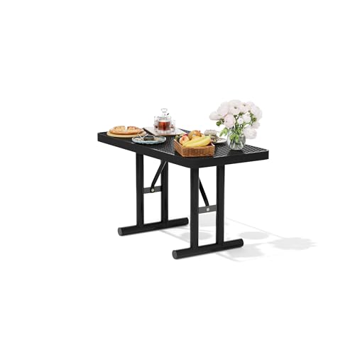 4FT Metal Picnic Tables for Outdoors, Commercial Rectangular Picnic Table for Outside, Park, Campfield, Patio, Garden, Yard, Thermoplastic Coating, Surface Mounted, Black - color: Black, size: 4FT Table