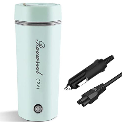 Portable Electric Travel Kettle, 350ml, BPA-Free & Food-Grade 304 Stainless Steel, Heats to 98°C, One-Button Operation & Auto Shut-Off, 12V/7A 80W Car Kettle for Car, Truck, RV - color: Green 12V/350ml