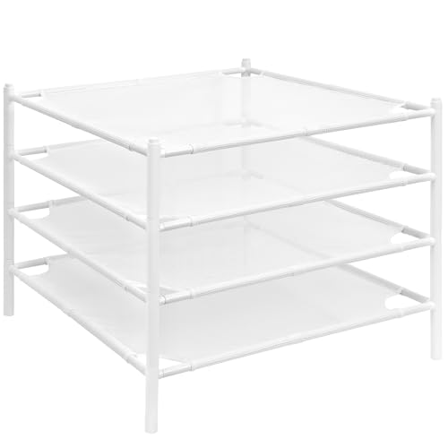 STORAGE MANIAC Sweater Drying Rack, Mesh Clothes Drying Rack, Stackable Laundry Drying Rack, Lay Flat Dryer for Delicates, Portable Dry Rack for Indoor or Outdoor, White, 4-Pack - size: 4-Pack