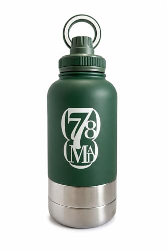 3-in-1 Dog Water Bottles with Food & Water Bowls – Insulated Stainless Steel 32oz Travel Bottle for Walking, Hiking & Outdoor Adventures (Dark Green) - color: Dark Green