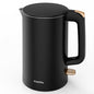 Electric Kettle, Double Wall 1.7L Stainless Steel Cool Touch, Water Boiler & Heater, 1500W Hot Tea Pot, Boil Dry Protection & Cordless Base, BPA-Free, Black