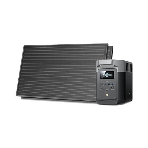 EF ECOFLOW Solar Generators, DELTA 2 Portable Power Station with 2PCS 100W 12V Solar Panels, 1024Wh LFP Battery, Fast Charging, Power Station for Home Backup, Camping&RVs - style: DELTA 2+2X100W Solar Generator
