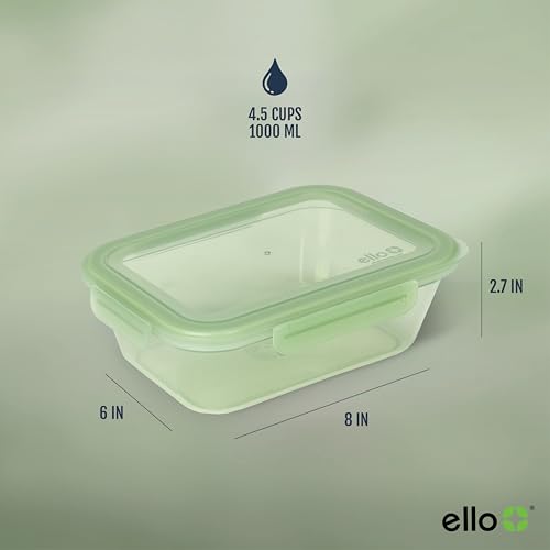 Ello Snap & Nest 10-Piece 4.5 Cup Plastic Meal Prep Set, Reusable Food Containers for Healthy Eating, Freezer, Dishwasher Safe, Sage - color: Sage, size: Meal Prep