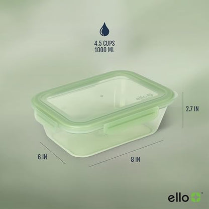 Ello Snap & Nest 10-Piece 4.5 Cup Plastic Meal Prep Set, Reusable Food Containers for Healthy Eating, Freezer, Dishwasher Safe, Sage - color: Sage, size: Meal Prep