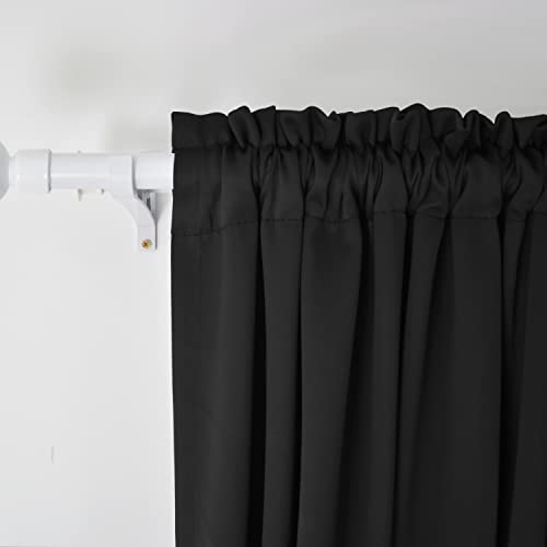 Small Tiers Kitchen Short Valance 12 inches Length Blackout Home Basement rv Camper Living Room/Bedroom 60W by 12L 1 Piece Rod Pocket Black Small Mini Window Curtains