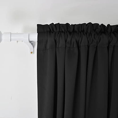 Small Tiers Kitchen Short Valance 12 inches Length Blackout Home Basement rv Camper Living Room/Bedroom 60W by 12L 1 Piece Rod Pocket Black Small Mini Window Curtains