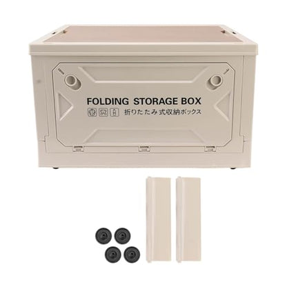 Omabeta Folding Camping Storage Box with Strong Load Bearing Capacity Foldable Bin Container for Car Picnic, Camping,Toy Storage Made of PP, MDF (Light Gray) - color: Light Gray