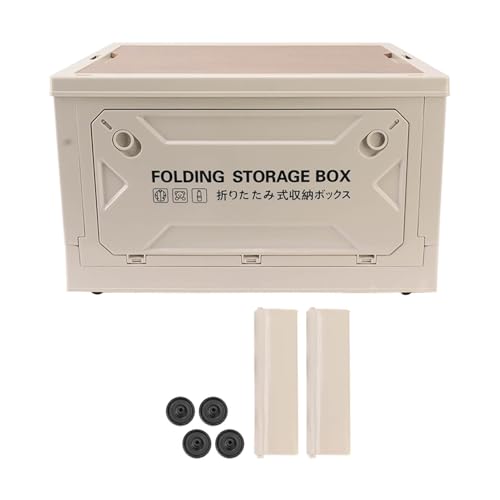 Omabeta Folding Camping Storage Box with Strong Load Bearing Capacity Foldable Bin Container for Car Picnic, Camping,Toy Storage Made of PP, MDF (Light Gray) - color: Light Gray