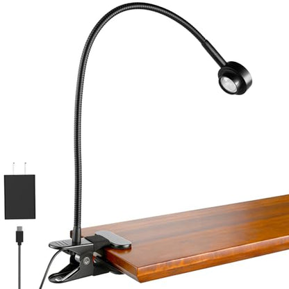 Flexible Clip On Light Bedside, Reading Lights for Books in Bed,3 Color Dimmable Bed Lamps for Headboard, Bendable All Metal Head Switch CRI 95 LED, Adapter Included - color: Clip On Base