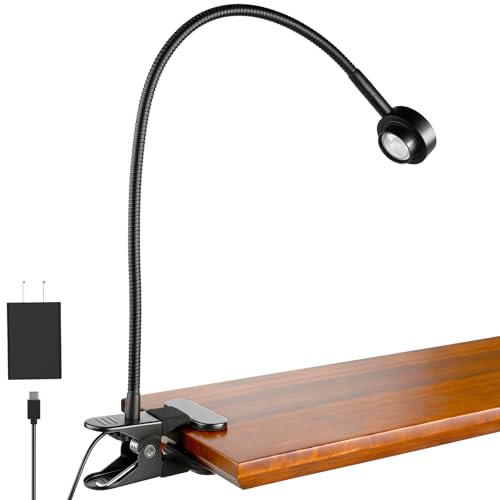 Flexible Clip On Light Bedside, Reading Lights for Books in Bed,3 Color Dimmable Bed Lamps for Headboard, Bendable All Metal Head Switch CRI 95 LED, Adapter Included - color: Clip On Base