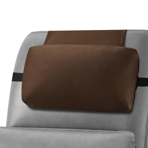 Head Recliner Pillow Adjustable Shredded Memory Foam Headrest Pillows for Recliner Chairs,Non-Slip Velvet Cushion for Pain Relief Neck Support Pillow for Travel Home Sofa Armchair with Zipper Cover - color: Chocolate