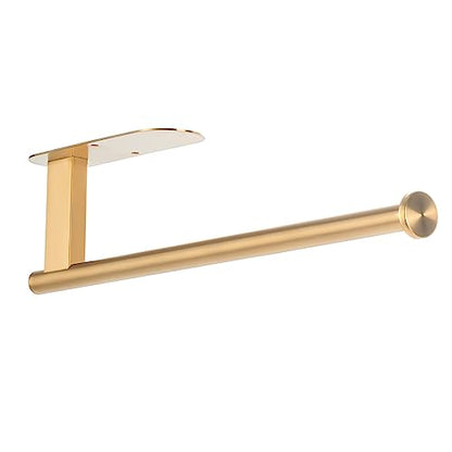 Honmein Paper Towel Holder, Upgrade SUS304 Stainless Steel Paper Towel Holder Under Cabinet, Bend-Resistant, Self-Adhesive or Drill mounting (Gold) - color: Gold