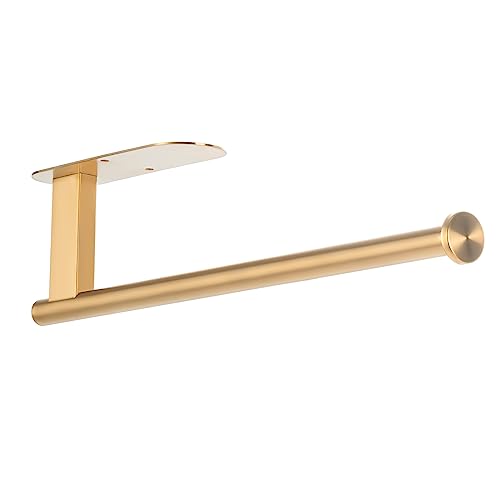 Honmein Paper Towel Holder, Upgrade SUS304 Stainless Steel Paper Towel Holder Under Cabinet, Bend-Resistant, Self-Adhesive or Drill mounting (Gold) - color: Gold