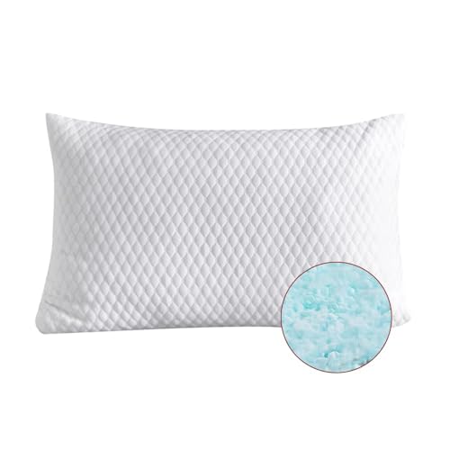 NTCOCO Shredded Memory Foam Bed Pillows for Sleeping Standard Size, with Washable Removable Hypoallergenic Sleep Pillow for Back and Side Sleeper - color: White, size: Standard (1-Pack)